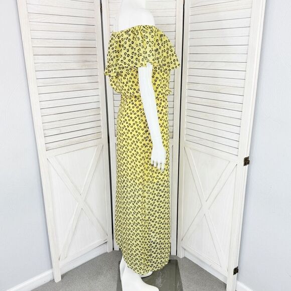 1. State Lavender Fields Floral Off The Shoulder Maxi Dress Yellow Medium - Picture 5 of 15